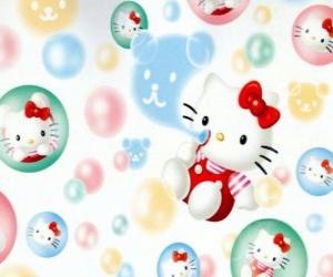 Puzzle Hello Kitty παιχνίδι να φυσήξει σαπουνόφουσκες